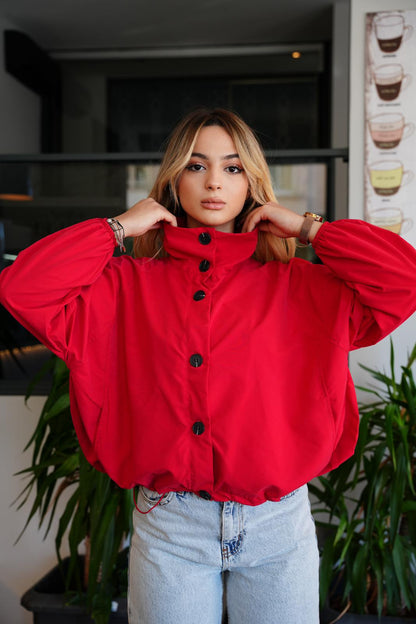 KIRMIZI YAĞMURLUK CEKET